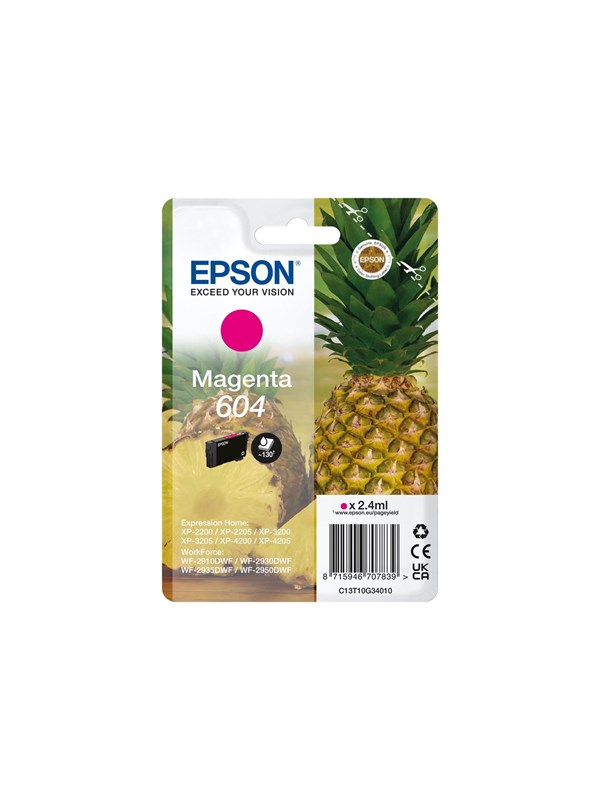 Epson 604 Pineapple-mustekasetti, 2.4 ml, magenta
