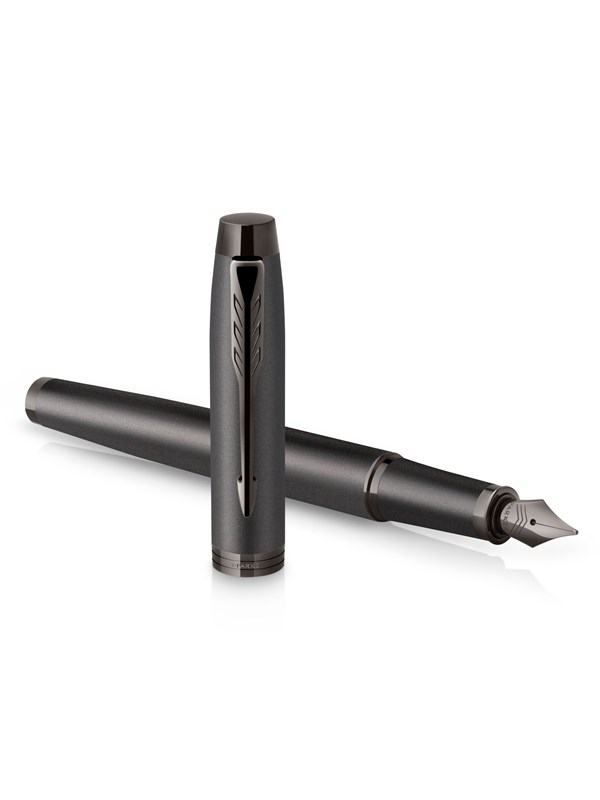 Parker IM Monochrome Fountain Pen | Gun Metal Finish and Trims | Fine Nib | Blue Ink | Gift Box