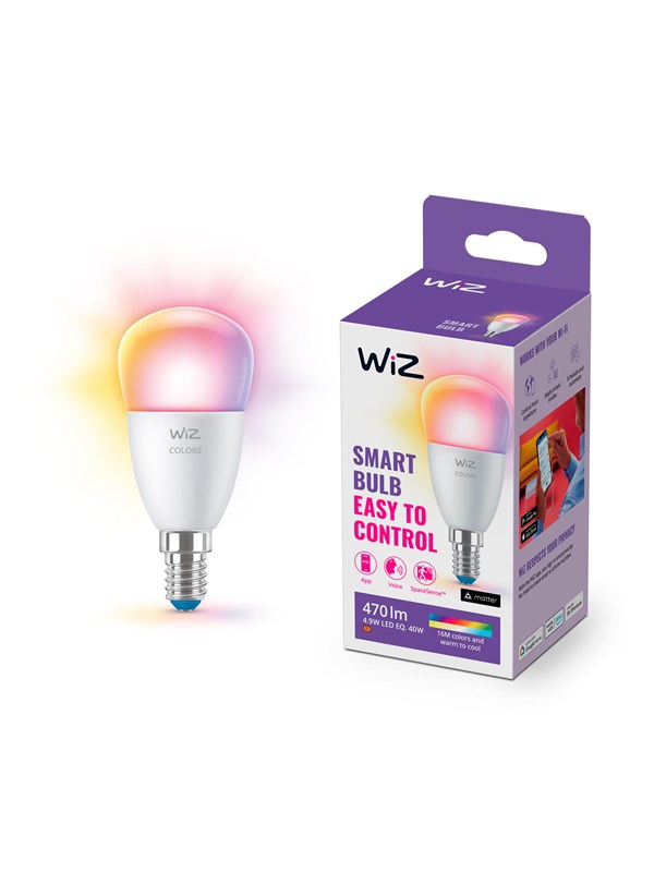 WiZ Color P45 E27 -minilamppu - RGB/16 miljoonaa väriä + himmennettävä valkoinen LED-valo