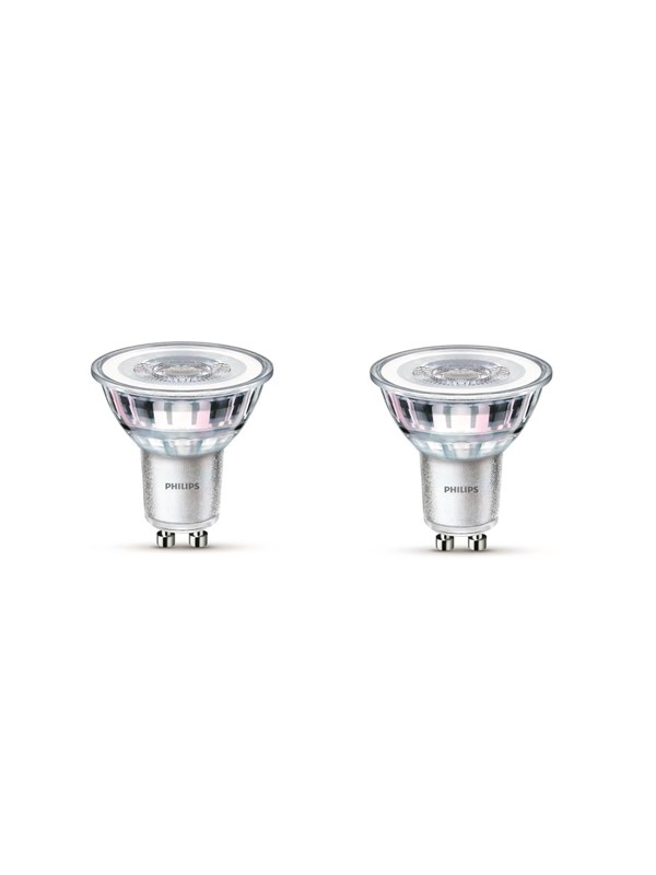 Philips LED-lamppu LED-klassikko 3,5 W/827 (35 W) kahden pakkauksessa. GU10