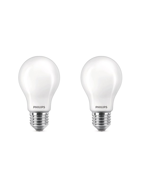 Philips LED-lamppu LED-klassikko 7 W / 827 (60 W) kahden pakkaus E27