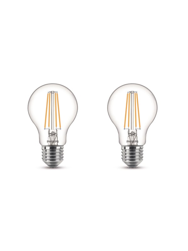 Philips LED-lamppu LEDClassic 7W/827 (60W) kirkas 2-pack. E27