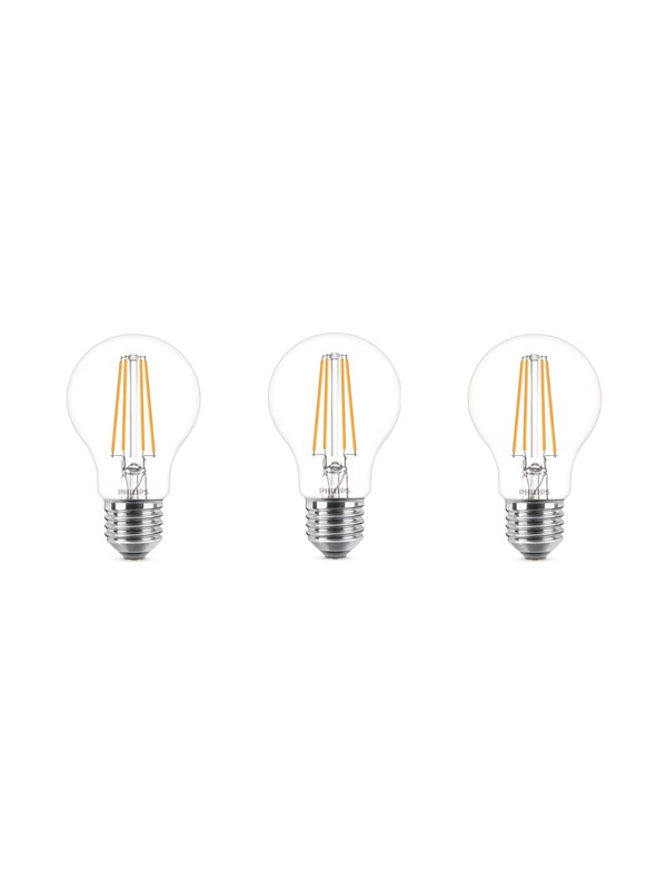 Philips LED-lamppu LEDClassic 7W/827 (60W) kirkas 3-pack. E27