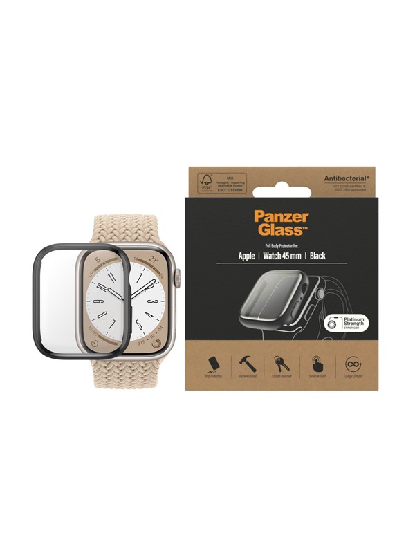 PanzerGlass Full Body Apple Watch Sarja 8 | 7 | 45mm | Screen Protector Glass