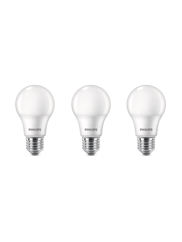 Philips LED-lamppu 8W/827 (60W) himmeä 3-pack. E27
