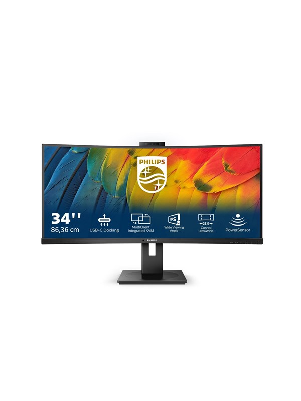 34" Philips 34B1U5600CH/00 WQHD 120Hz USB 65W Hub LAN -verkkokamera mikrofonilla ja kaiuttimilla