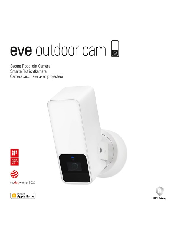 Eve Outdoor Cam Valkoinen - Ulkovalvontakamera valonheittimellä Apple HomeKitille