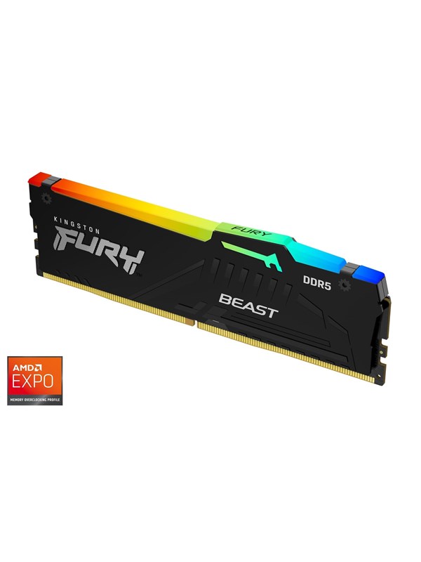 Kingston FURY Beast RGB DDR5-5600 - 8GB - CL36 - Single Channel (1 pcs) - AMD EXPO & Intel XMP - Musta RGB