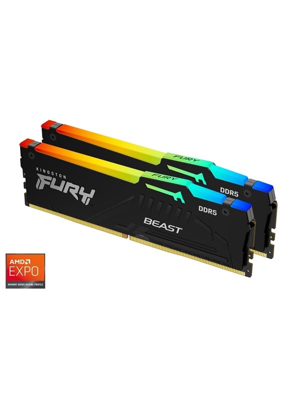 Kingston FURY Beast RGB DDR5-5600 - 64GB - CL36 - Dual Channel (2 pcs) - AMD EXPO & Intel XMP - Musta RGB