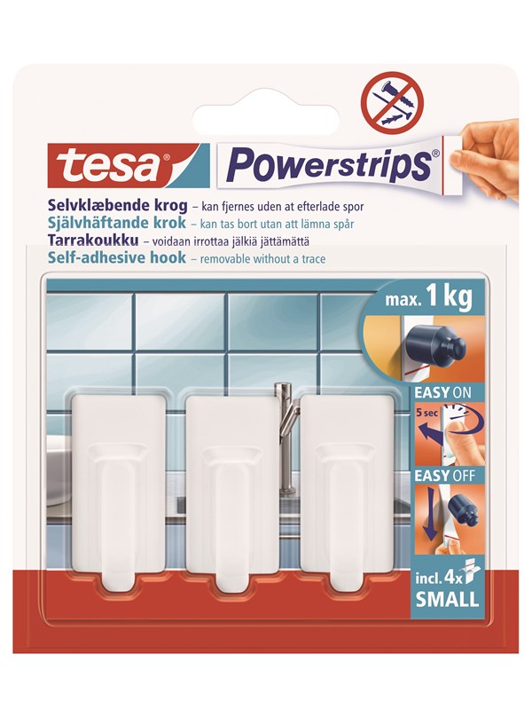 tesa Powerstrips Hooks Small Classic self-adhesive Valkoinen