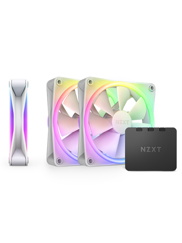 NZXT F120 RGB DUO 3-pack & RGB-ohjain - Valkoinen - Kotelotuuletin - 120mm - Valkoinen, RGB-valolla - 29 dBA