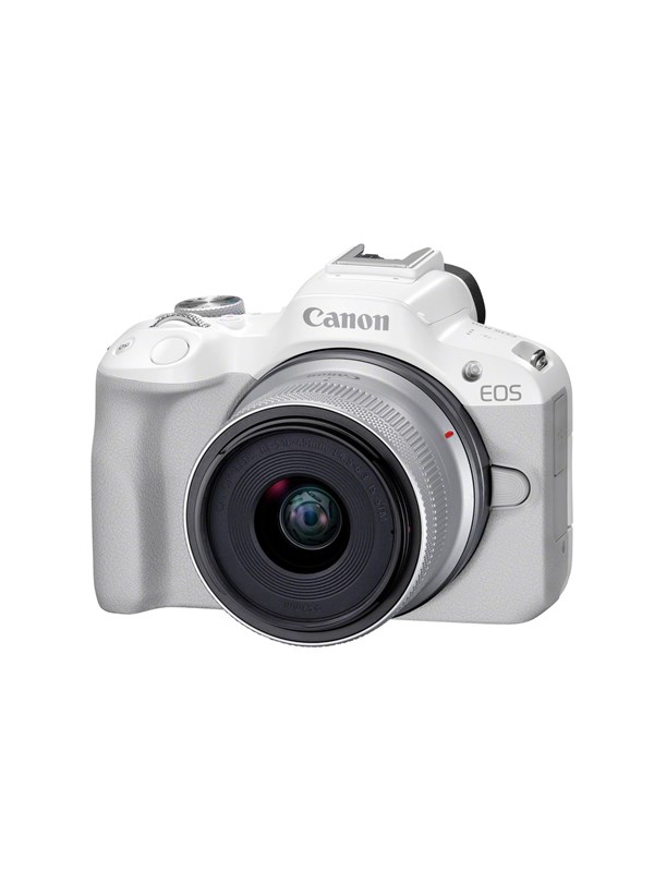 Canon EOS R50, White + RF-S 18-45mm F4.5-6.3 IS STM Kit, 24,2 MP, 6000 x 4000 pikseliä, CMOS, 4K Ultra HD, Kosketusnäyttö, Valkoinen