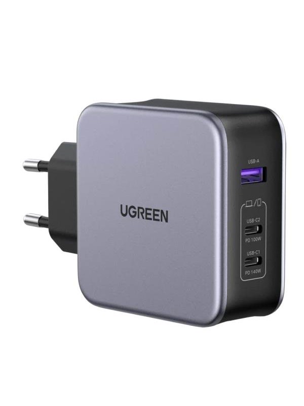 UGREEN Nexode 140W USB-C PD GaN Charger-3 Ports Wall Charger + 1.5m USB-C cable - Black