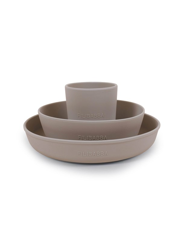 Filibabba Silicone dinner set - Warm Harmaa