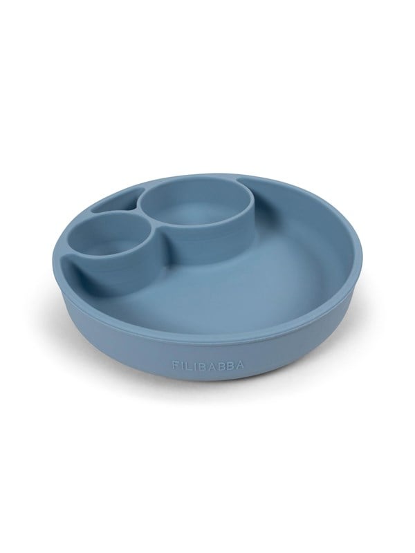 Filibabba Silicone divided plate - Powder Sininen