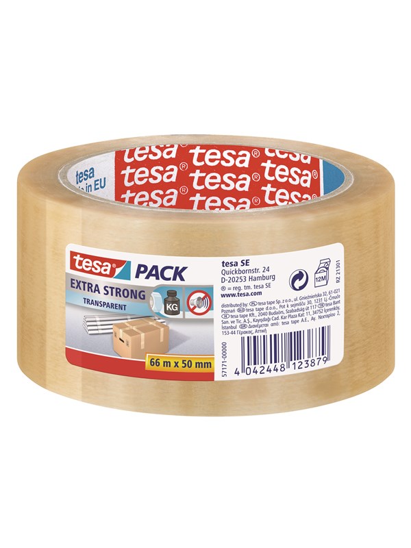 tesa pack Extra Strong Packaging Tape 66m x 50mm Transparent