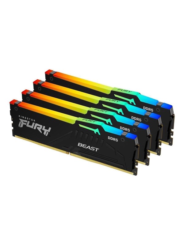 Kingston FURY Beast RGB DDR5-5600 - 128GB - CL40 - Quad Channel (4 pcs) - Intel XMP - Musta RGB