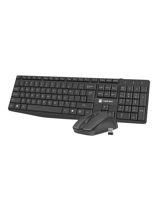 Natec Squid - keyboard and mouse set - 2in1 - US - black - Näppäimistö ja Hiirisetti - Englanti (US) - Musta