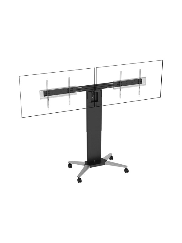 Vision VFM-F50T cart - motorised - for 2 flat panels - matte black - Max 80 kg - recommended for 86""