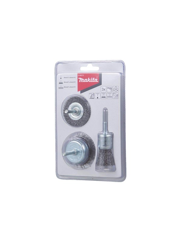 Makita Wire Brush Set - for steel paint rust coating - 3 pieces