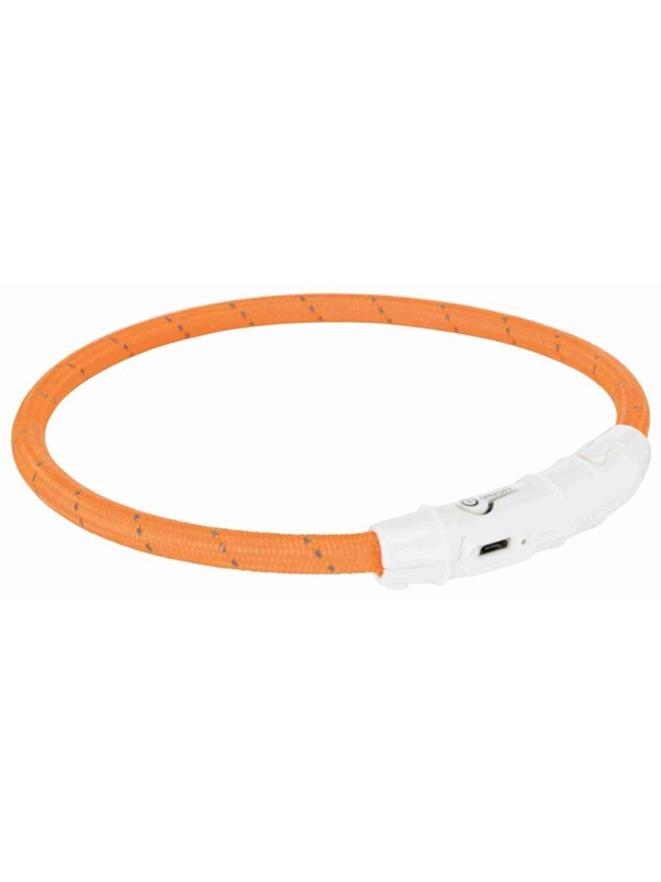 Trixie Flash Light Ring USB Illuminated Dog Safety Collar Orange Size XS-S 7mm 35cm