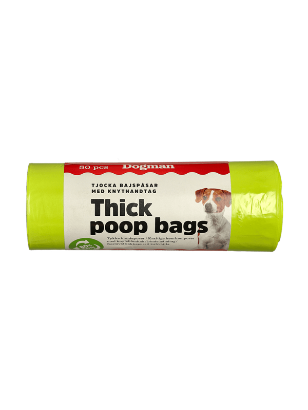 Dogman Paksut Kakkapussit Solmittavilla Kahvoilla Lime (50 kpl pakkaus)