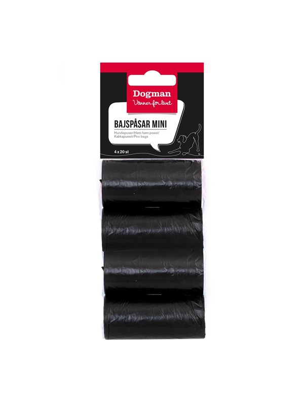 Dogman Kompaktit Mustat Mini Kakkapussit (4x20 Pakkaus)