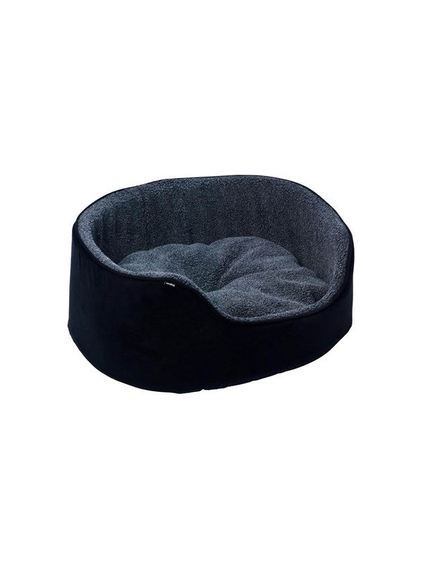 Dogman Pet Bed Sherpa High Rim Black Medium 60x48x23cm