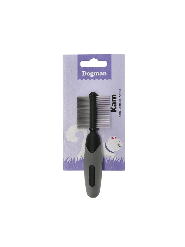 Dogman Kaksipuolinen Kampa Kumikahvalla 12cm
