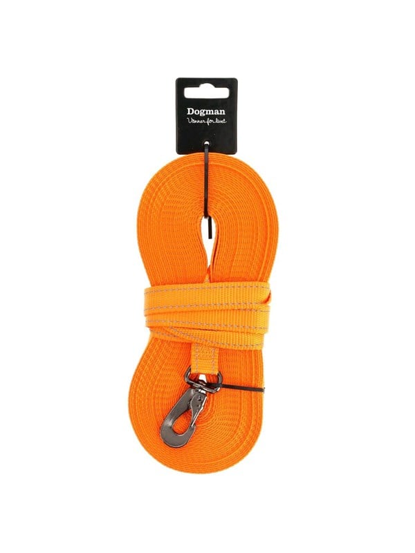 Dogman Iris Kudottu Jälkiliina Karabiinihaalla Oranssi 20mm 15m