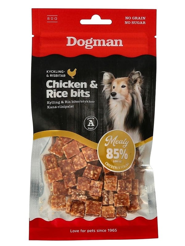 Dogman Meaty Kana-riisipalat Koiranherkut 80g