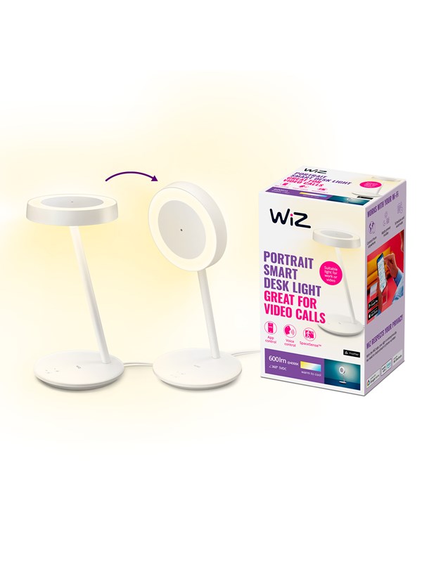 WiZ Portrait -pöytävalaisin, Wi-Fi ja Bluetooth, säädettävä valkoinen valo & värivalo