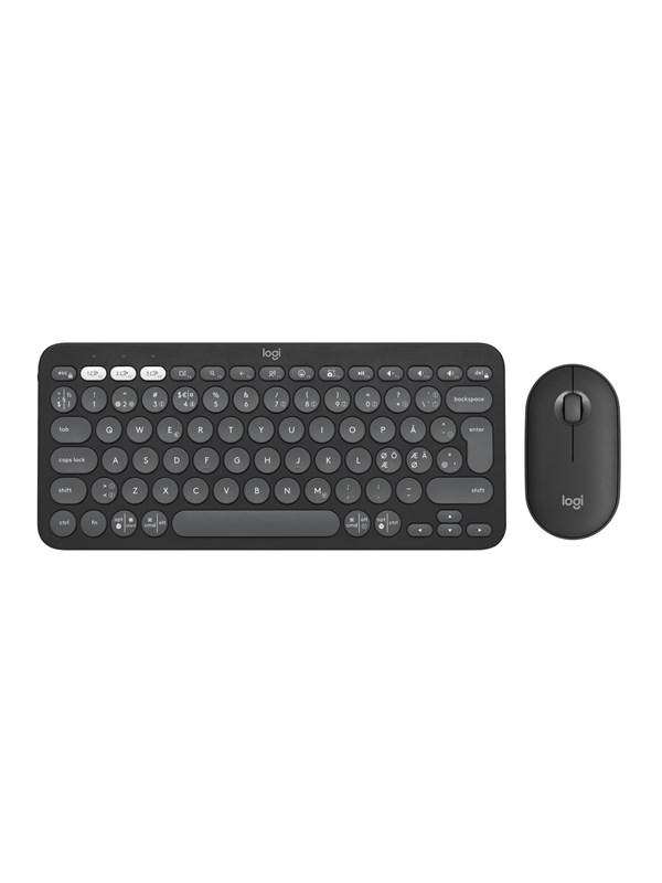Logitech Pebble 2 Combo Wireless Keyboard/Mouse - Tonal Graphite - Näppäimistö ja Hiirisetti - Pohjoismainen - Musta