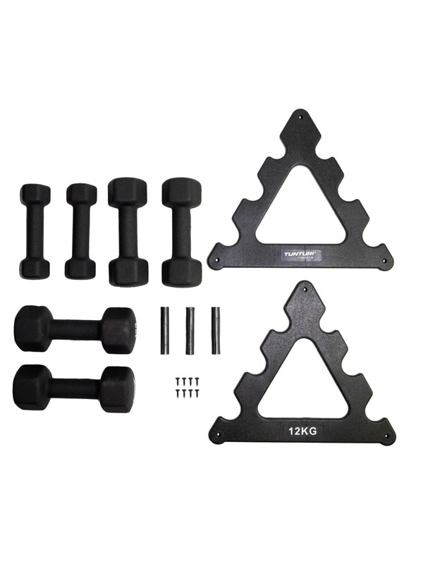 Tunturi Neopren dumbbell stand w. dumbbells