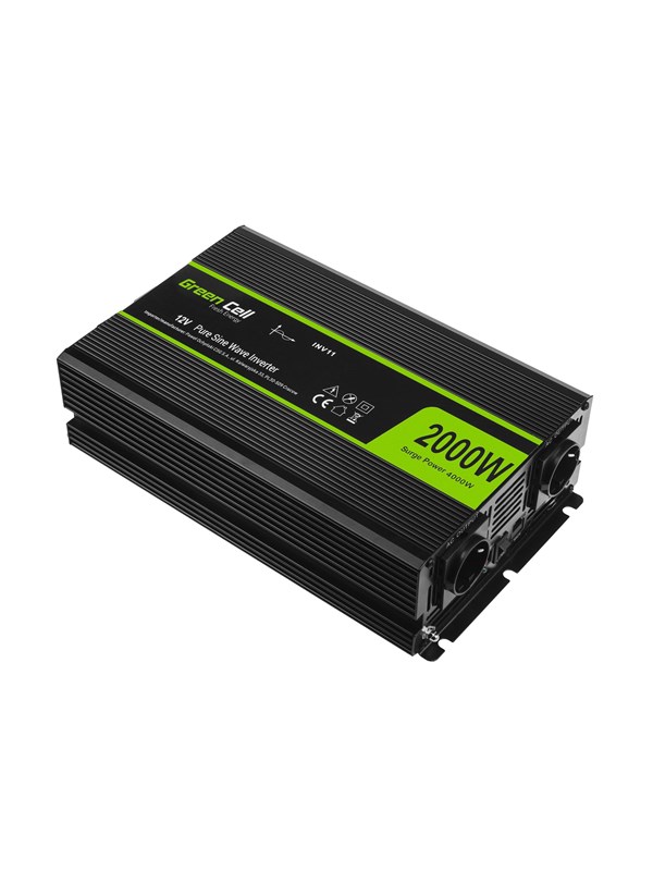 Green Cell INV11 - 12V to 230V | 2000W/4000W | Pure Sine Wave Virtalähde - 2000 Watt - 80 Plus