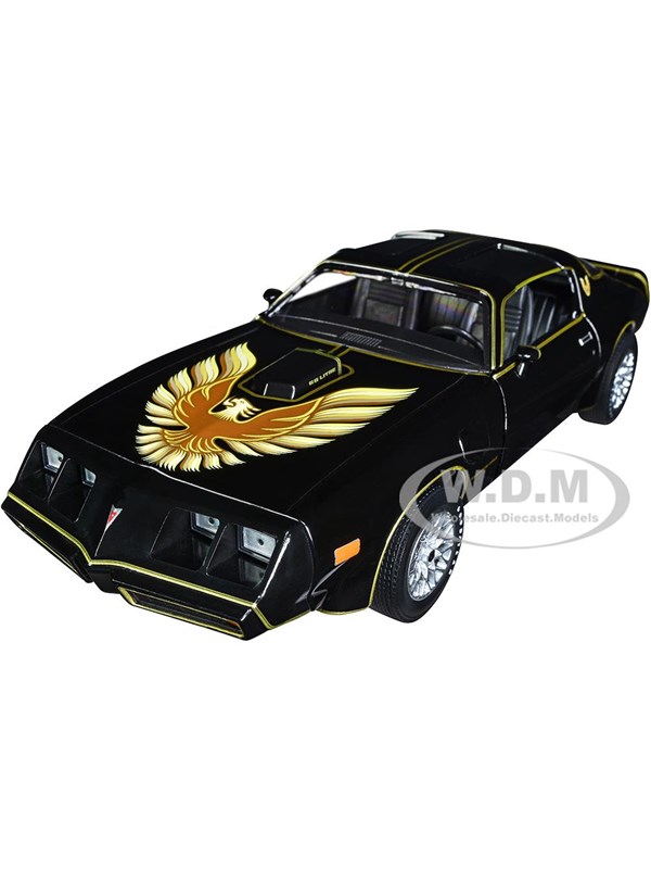 Greenlight 1979 Pontiac Firebird TA Trans Am Black with Hood Phoenix Rocky II 1979 Movie 1:24 Scale Diecast Model Car