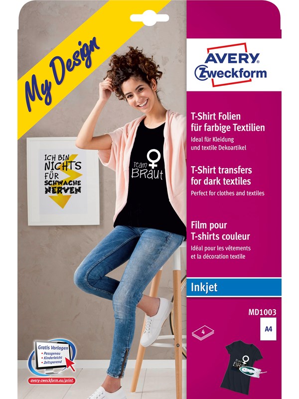 Avery T-Shirt Transferfilm colour textils 4sh A4