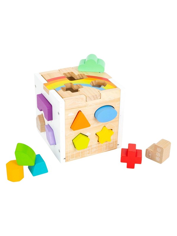 Small Foot - Wooden Shape Sorter Cube Rainbow.