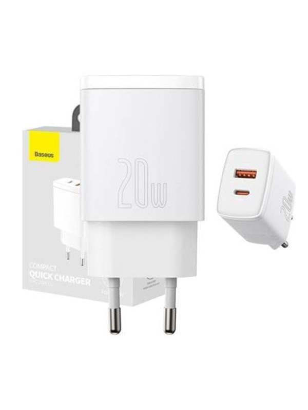 Baseus Compact Quick Charger USB USB-C 20W (white)