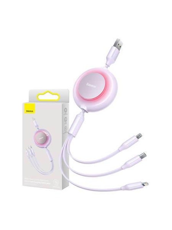 Baseus Bright Mirror 2 3-in-1 USB 3-in-1 cable for micro USB / USB-C / Lightning 3.5A 1.1m (Purple)