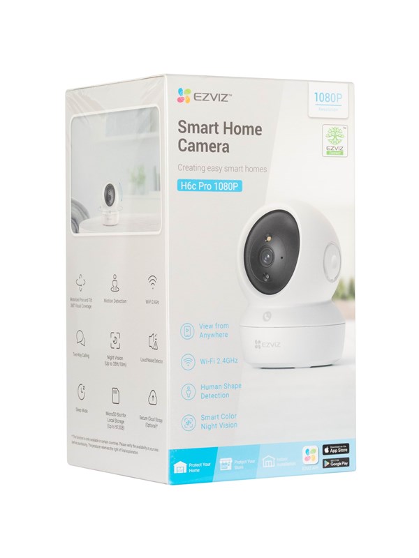 EZVIZ H6c, IP-turvakamera, Sisätila, Langallinen & langaton, Katto/seinä, Valkoinen, Pallomainen