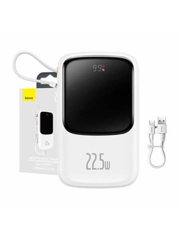 Baseus Powerbank Qpow PRO with cable 10000mAh 22.5W (White) Powerbank - Valkoinen - 10000 mAh