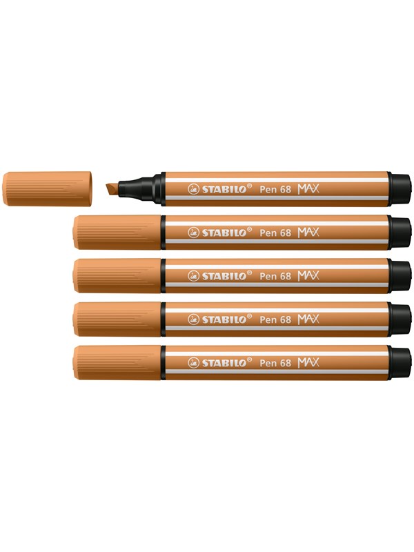 STABILO Pen 68 MAX - Fibre-tip Pen with Thick Chisel Tip - Dark Ocher