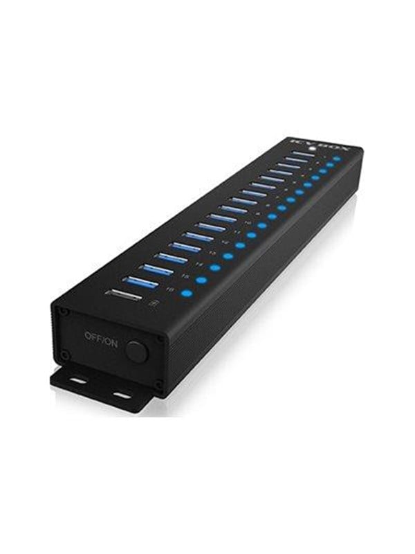 ICY BOX IB-HUB1717-U3 USB hub - 17 porttia - Musta