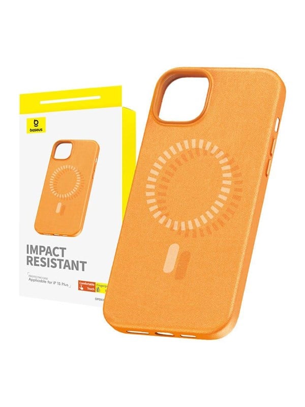Baseus Magnetic Phone Case for iPhone 15 Plus Fauxther Series (Orange)