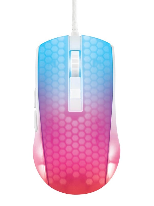 Deltaco GAMING DM310 Transparent RGB Ultralight Wired - Pelihiiri - 6 painiketta - Valkoinen