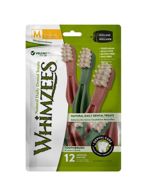 Whimzees puruluu, hammasharja, M, pussi 12 kpl. (