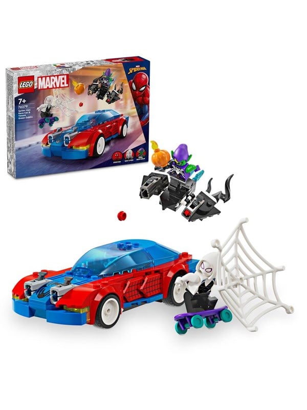 LEGO Super Heroes 76279 Spider-Manin kilpa-auto ja Venomin Vihreä Menninkäinen