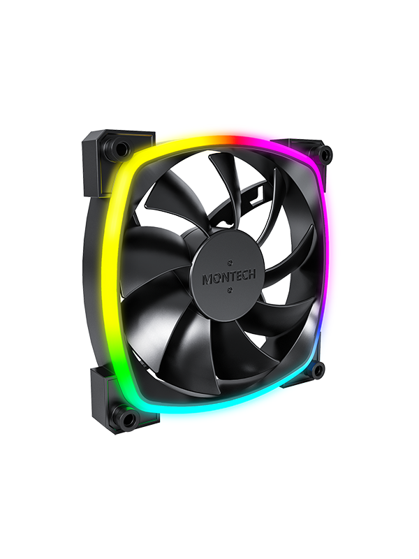 Montech AX120 PWM BK - Kotelotuuletin - 120mm - Musta RGB LED valolla - 27 dBA