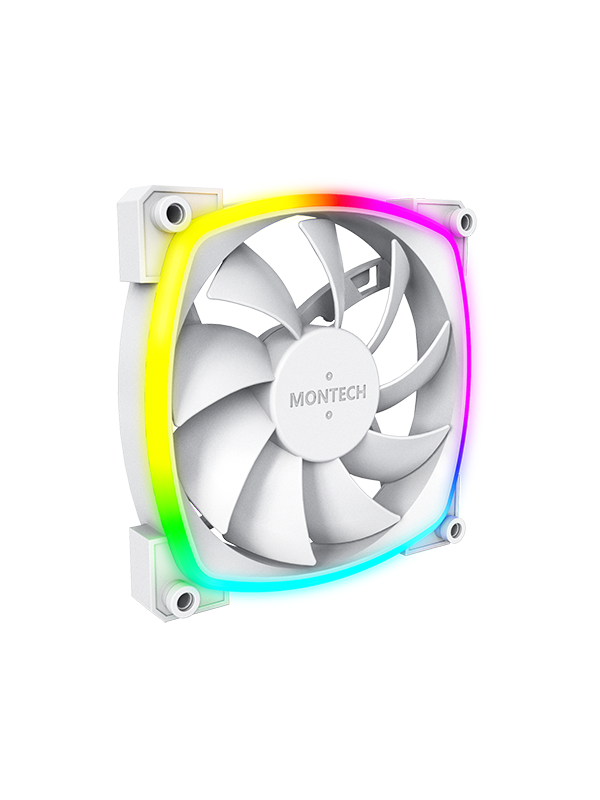 Montech AX120 PWM WH - Kotelotuuletin - 120mm - Valkoinen, RGB-valolla - 27 dBA